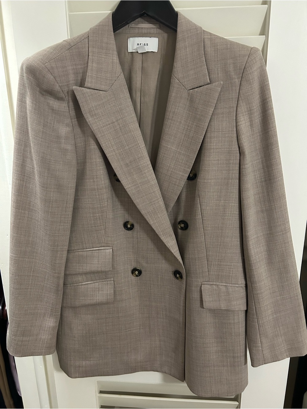 Reiss Double-Breasted Taupe/Mauve Blazer